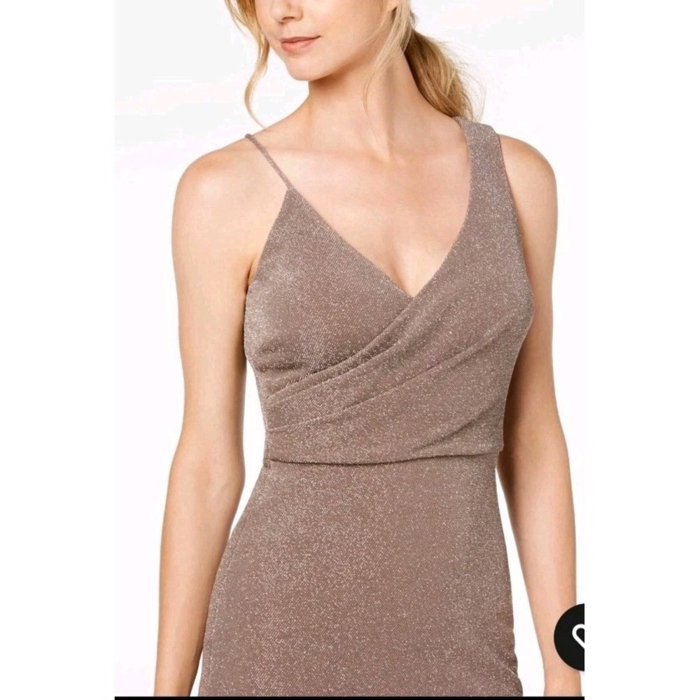NWT Betsy & Adam 8 Metallic Shimmer Lined Faux-Wrap Sheath Pencil Dress Elegant